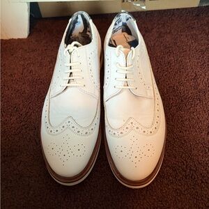 Paisley & Gray White Brogue Oxfords